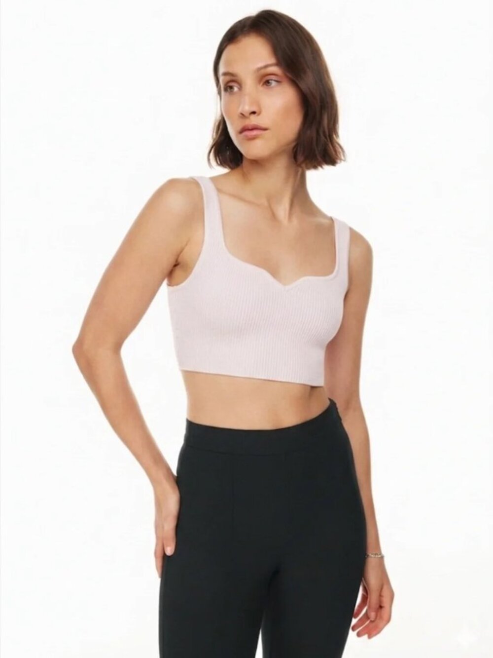 Aritzia Babaton Sculpt Knit Notch Tank Gray XXS